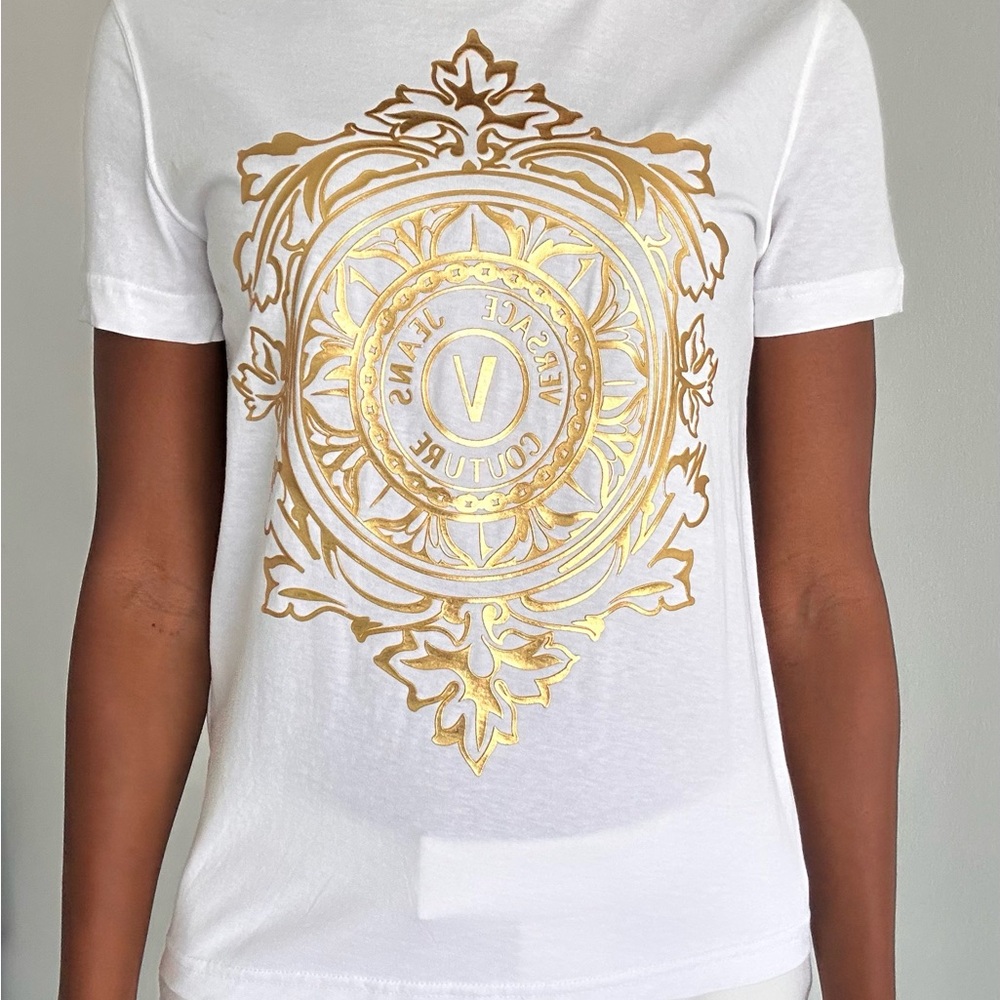 Versace Jeans Collection White and Gold Women's Top
